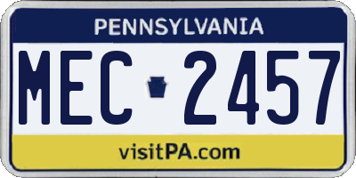 PA license plate MEC2457