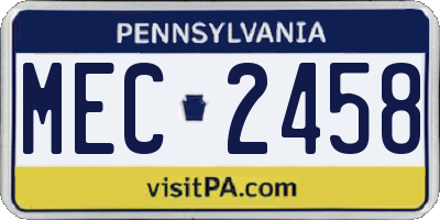 PA license plate MEC2458