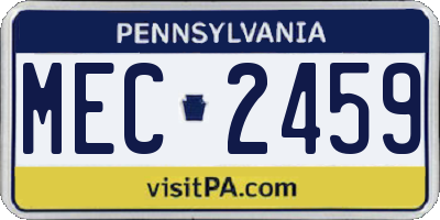 PA license plate MEC2459