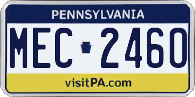 PA license plate MEC2460