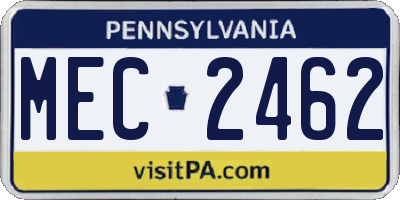 PA license plate MEC2462