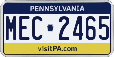 PA license plate MEC2465