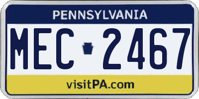 PA license plate MEC2467