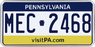 PA license plate MEC2468