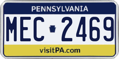 PA license plate MEC2469