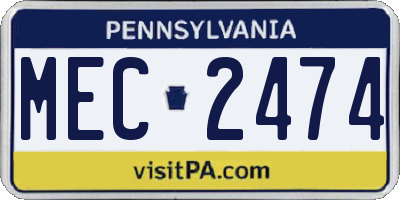 PA license plate MEC2474