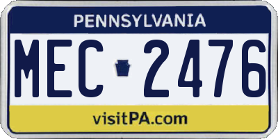 PA license plate MEC2476