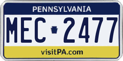 PA license plate MEC2477