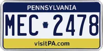 PA license plate MEC2478