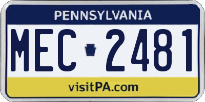 PA license plate MEC2481