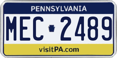 PA license plate MEC2489