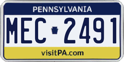 PA license plate MEC2491