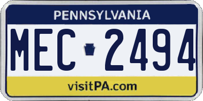 PA license plate MEC2494