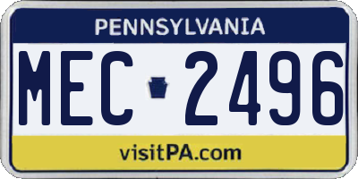 PA license plate MEC2496