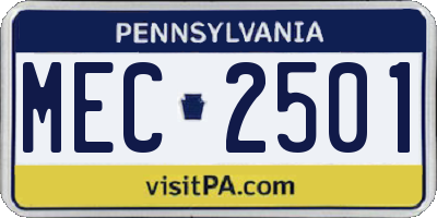 PA license plate MEC2501