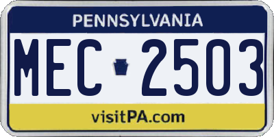 PA license plate MEC2503