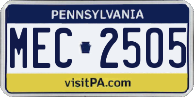 PA license plate MEC2505
