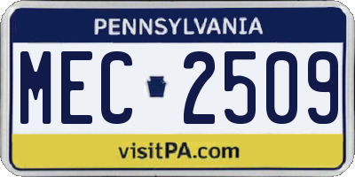 PA license plate MEC2509
