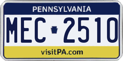 PA license plate MEC2510