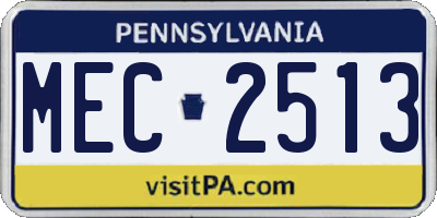 PA license plate MEC2513