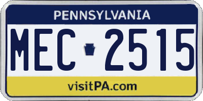 PA license plate MEC2515