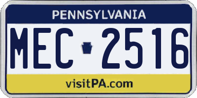 PA license plate MEC2516