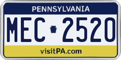 PA license plate MEC2520