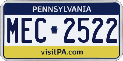 PA license plate MEC2522
