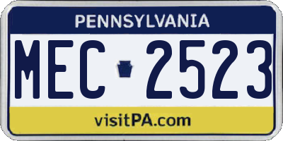 PA license plate MEC2523