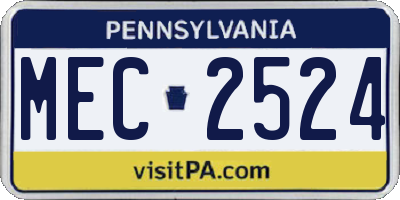 PA license plate MEC2524