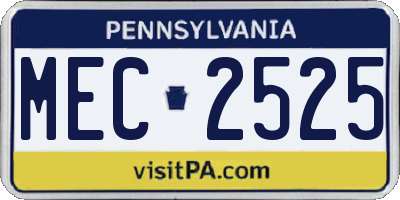 PA license plate MEC2525