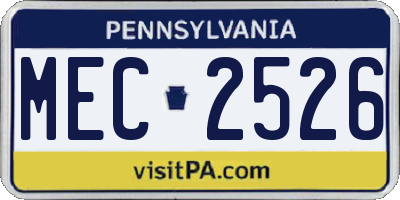 PA license plate MEC2526
