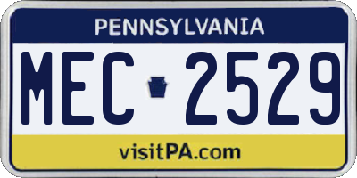 PA license plate MEC2529