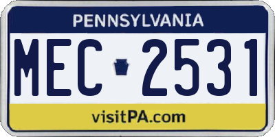 PA license plate MEC2531