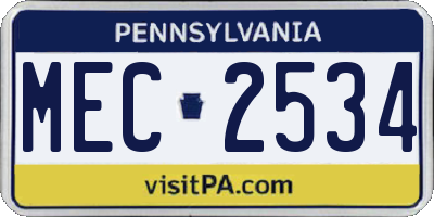 PA license plate MEC2534