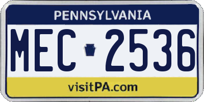PA license plate MEC2536