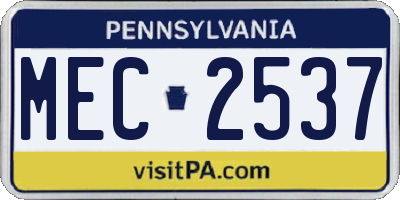 PA license plate MEC2537