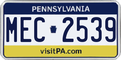 PA license plate MEC2539