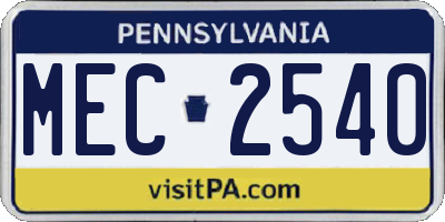 PA license plate MEC2540
