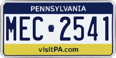 PA license plate MEC2541