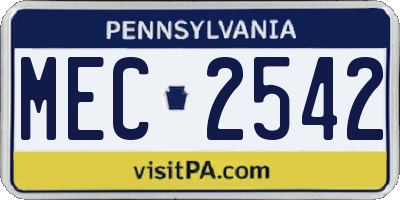PA license plate MEC2542