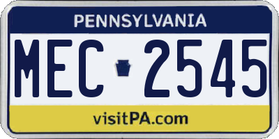 PA license plate MEC2545