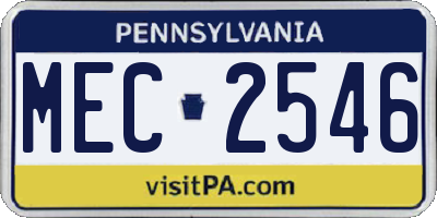 PA license plate MEC2546
