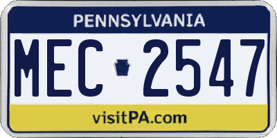 PA license plate MEC2547