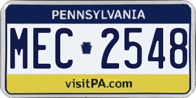 PA license plate MEC2548