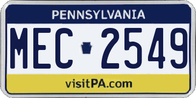 PA license plate MEC2549