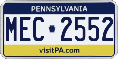 PA license plate MEC2552