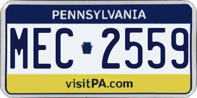 PA license plate MEC2559