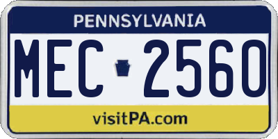 PA license plate MEC2560