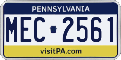 PA license plate MEC2561